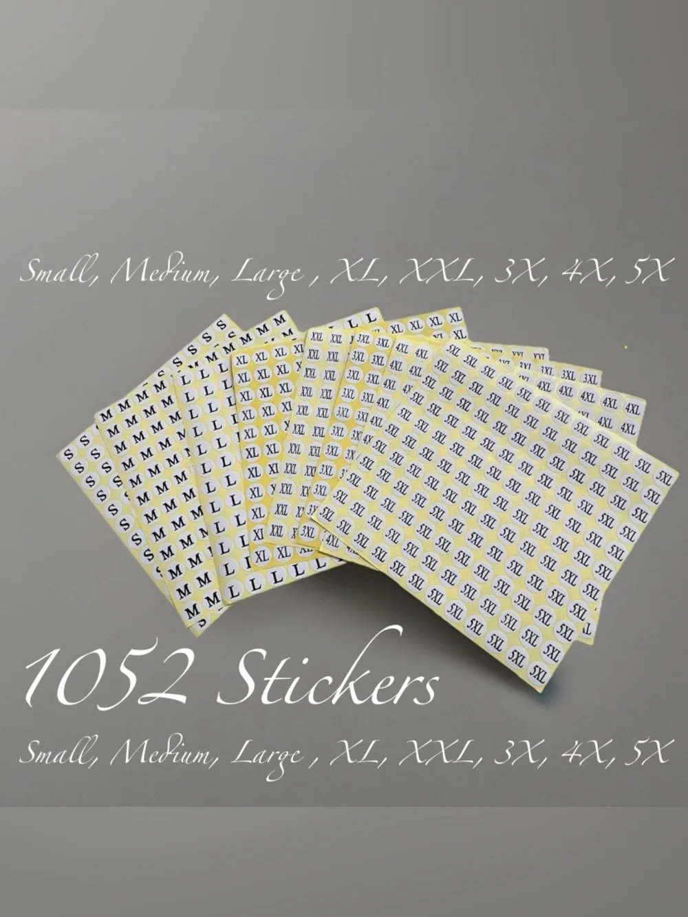 Clothing Size Sticker Bundle - Yellow & White Size Labels (1052 Stickers) ~New~